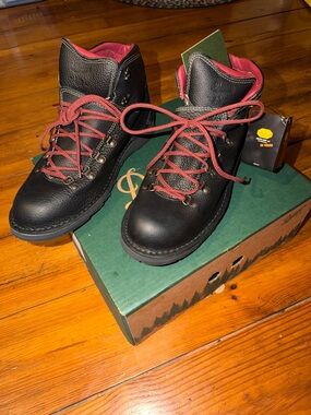 Danner Black Leather Hiking Boots with Red Laces